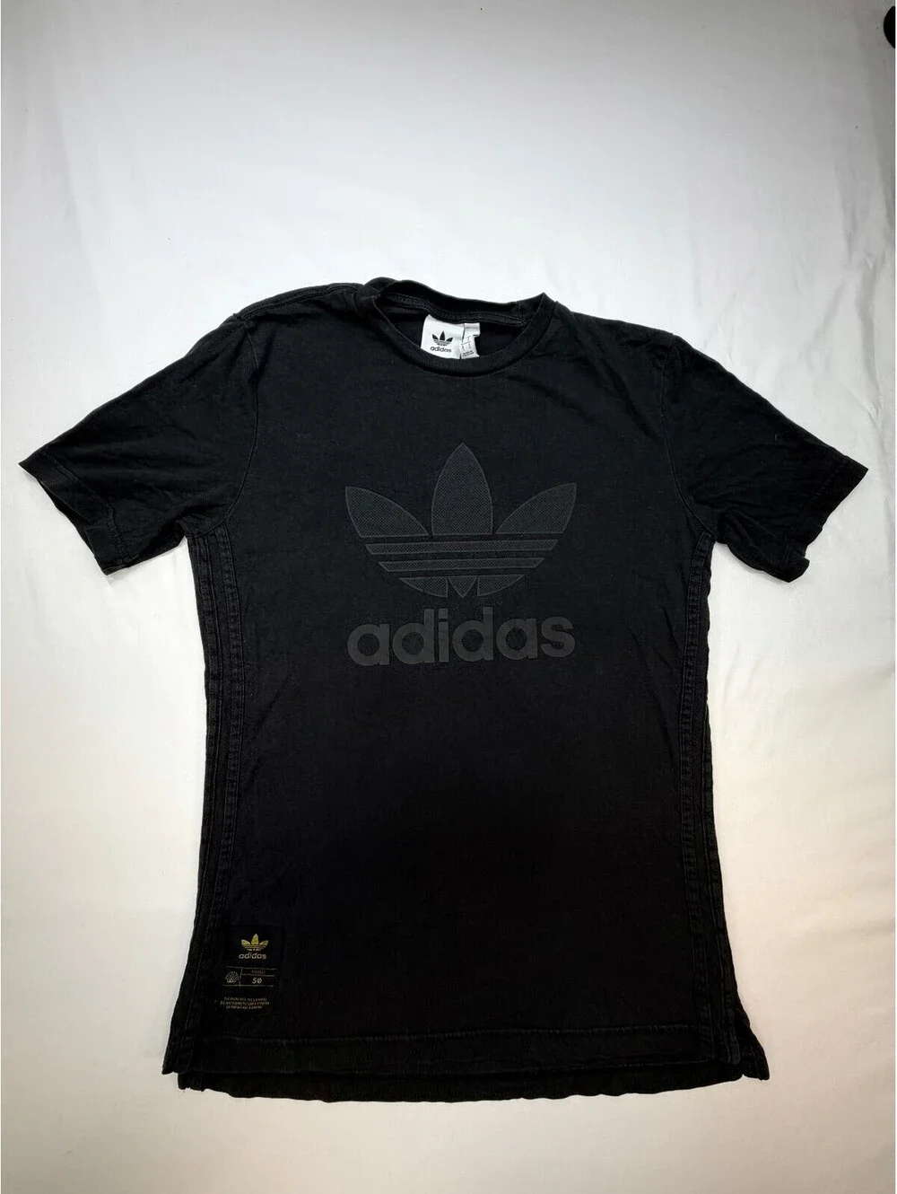 Adidas Men's T-Shirt Trefoil Blackout Logo Size Small Black